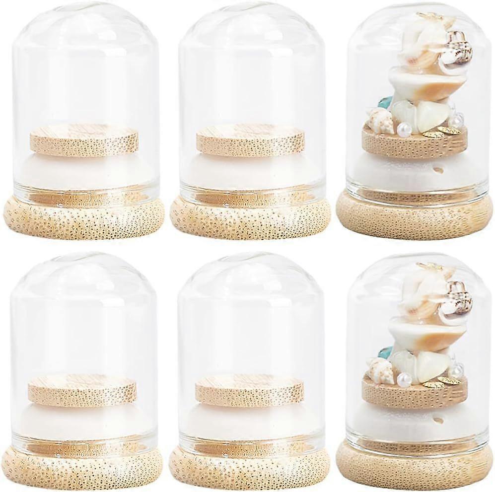 10Pcs Mini Dome Glass Jar 30x40mm Small Glass Dome with Bamboo Base Glass Cloche Dome Clear Glass Display Dome Cloche Mini Glass Bell Jars for Wedding