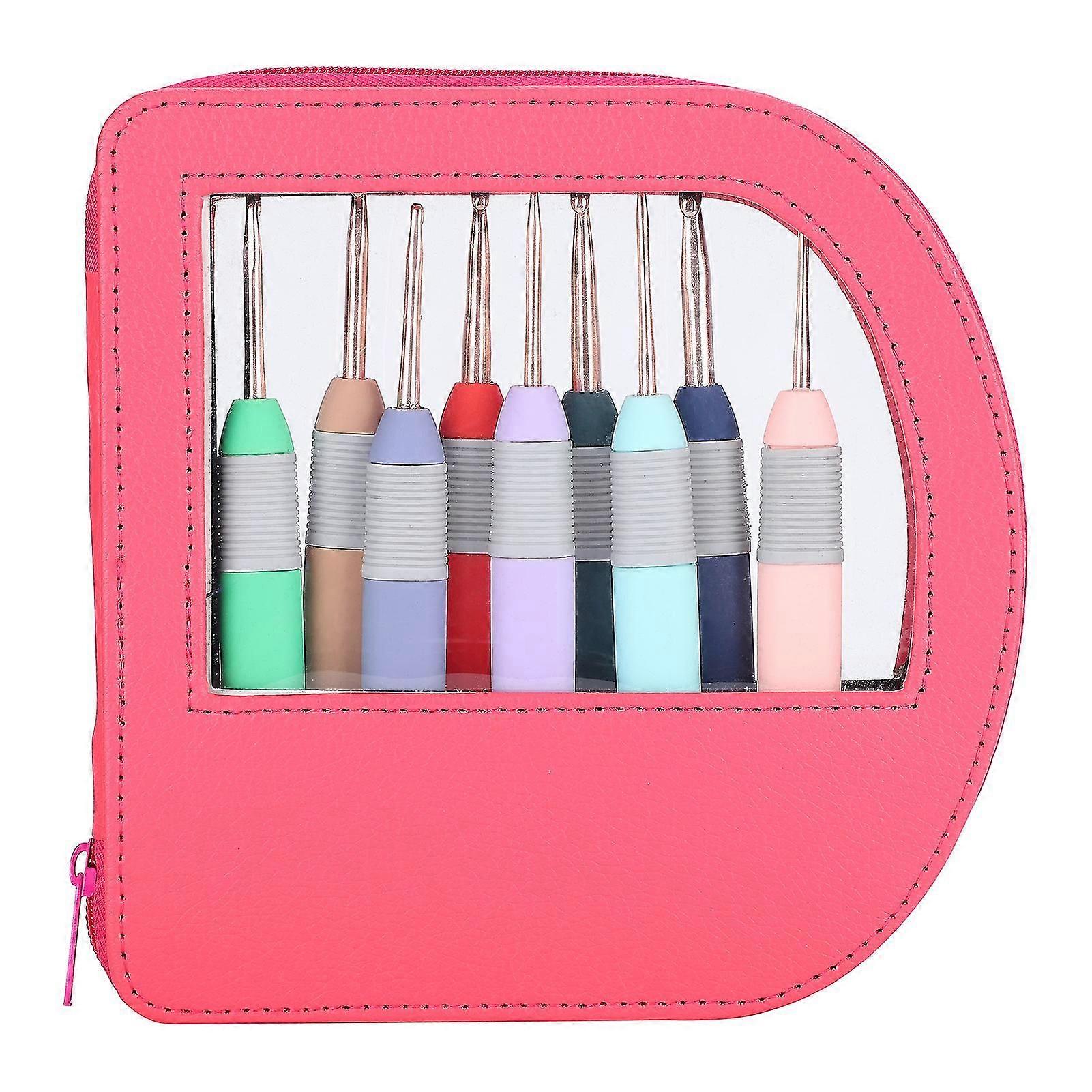 9Pcs/Set Weaving Tools Knitting Needle Soft Handle Radian Crochet Hook TPR Handle