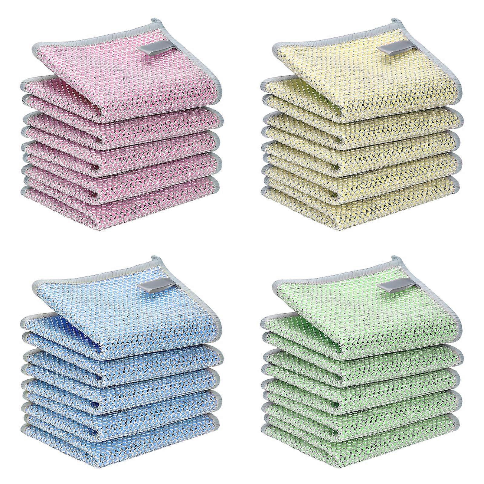 20 PCS Non-Scratch Wire Dishwashing Rags Double Layer Kitchen Towels for Wet and Dry Use at Sinks