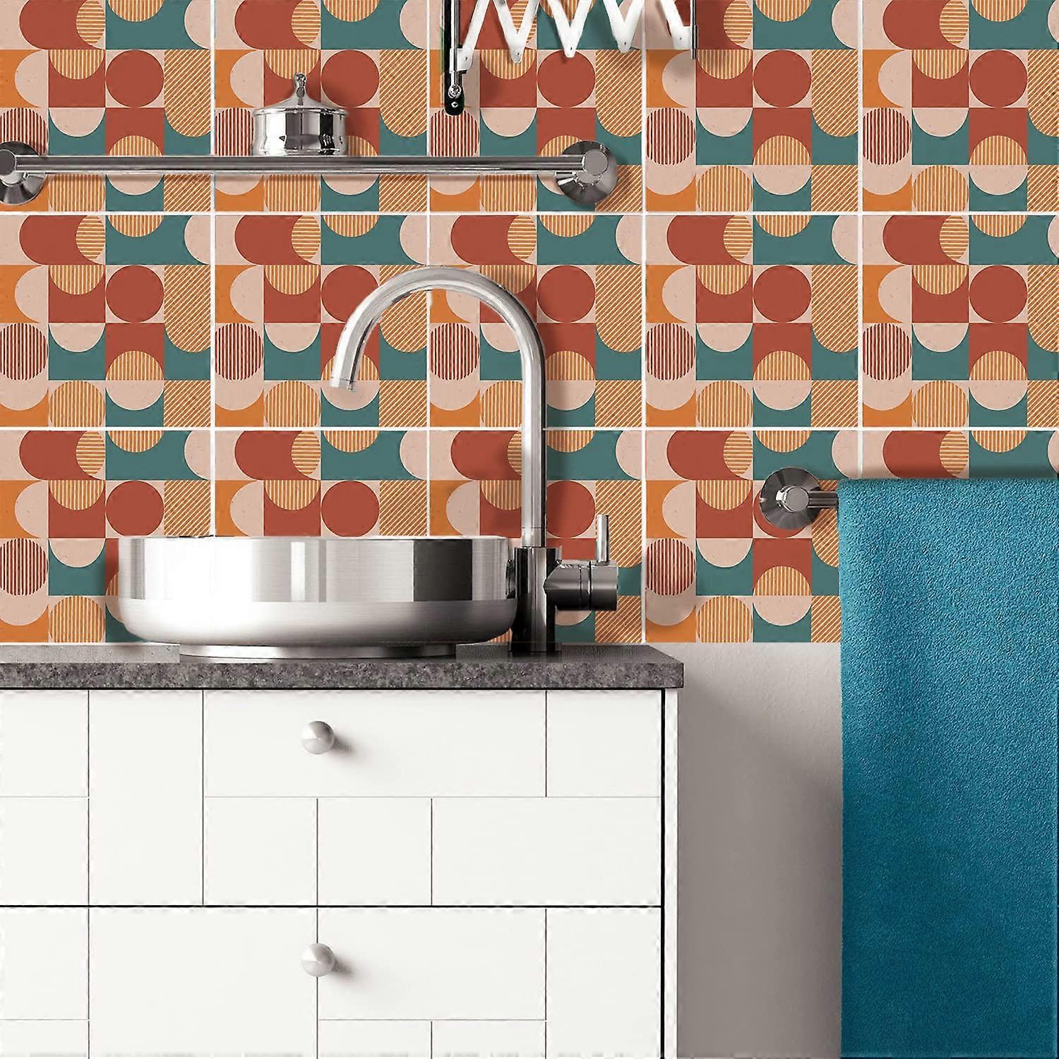 Peel And Stick Kitchen Backsplash Sticker 50 Pcs Thick Textured Self-Adhesive Wall Tile Sticker
