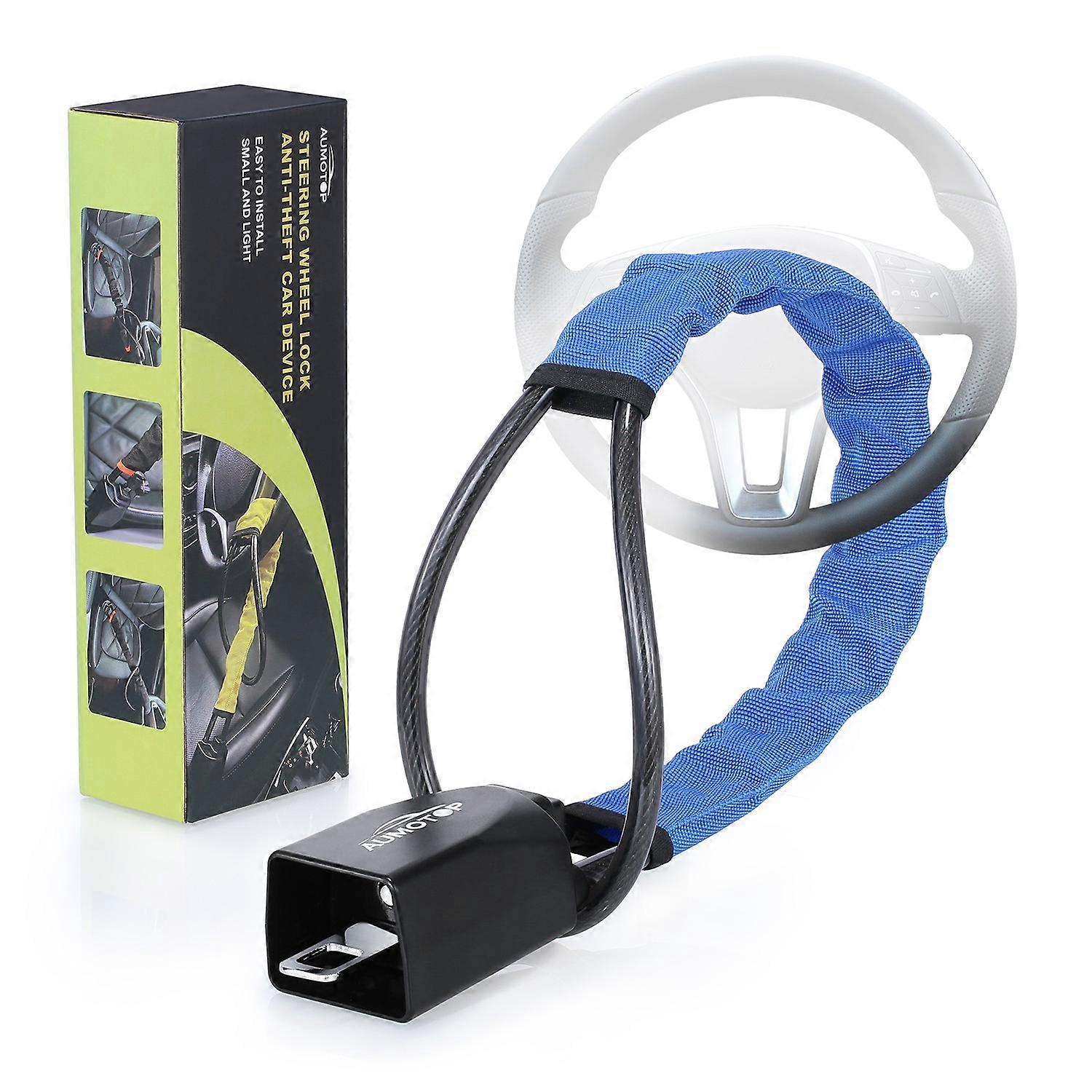 Steering Wheel Lock, Universal Seat Belt Lock Anti-Theft Locking Device with 3 Keys for Car SUV Van 