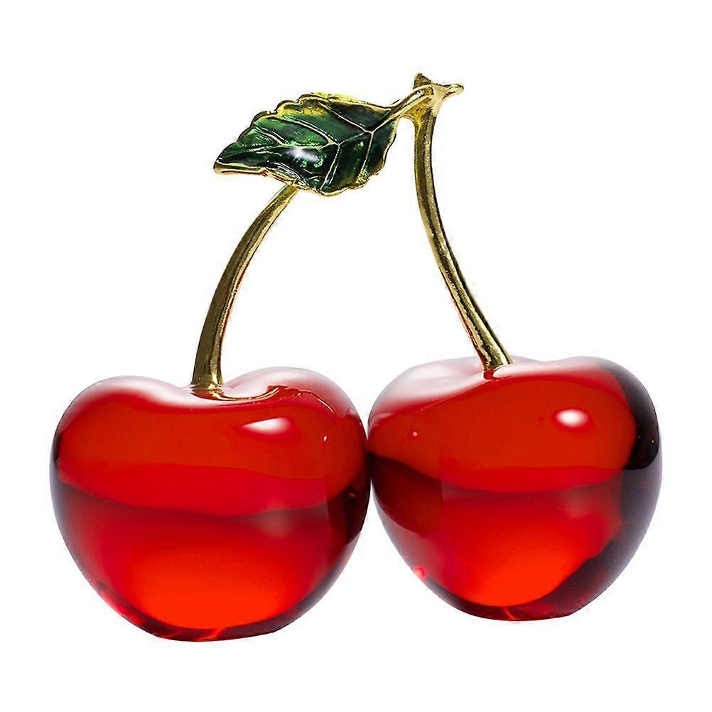 1pc Crystal Craft Cherry Decor Creative Desktop Fruit Decor Craft Ornament