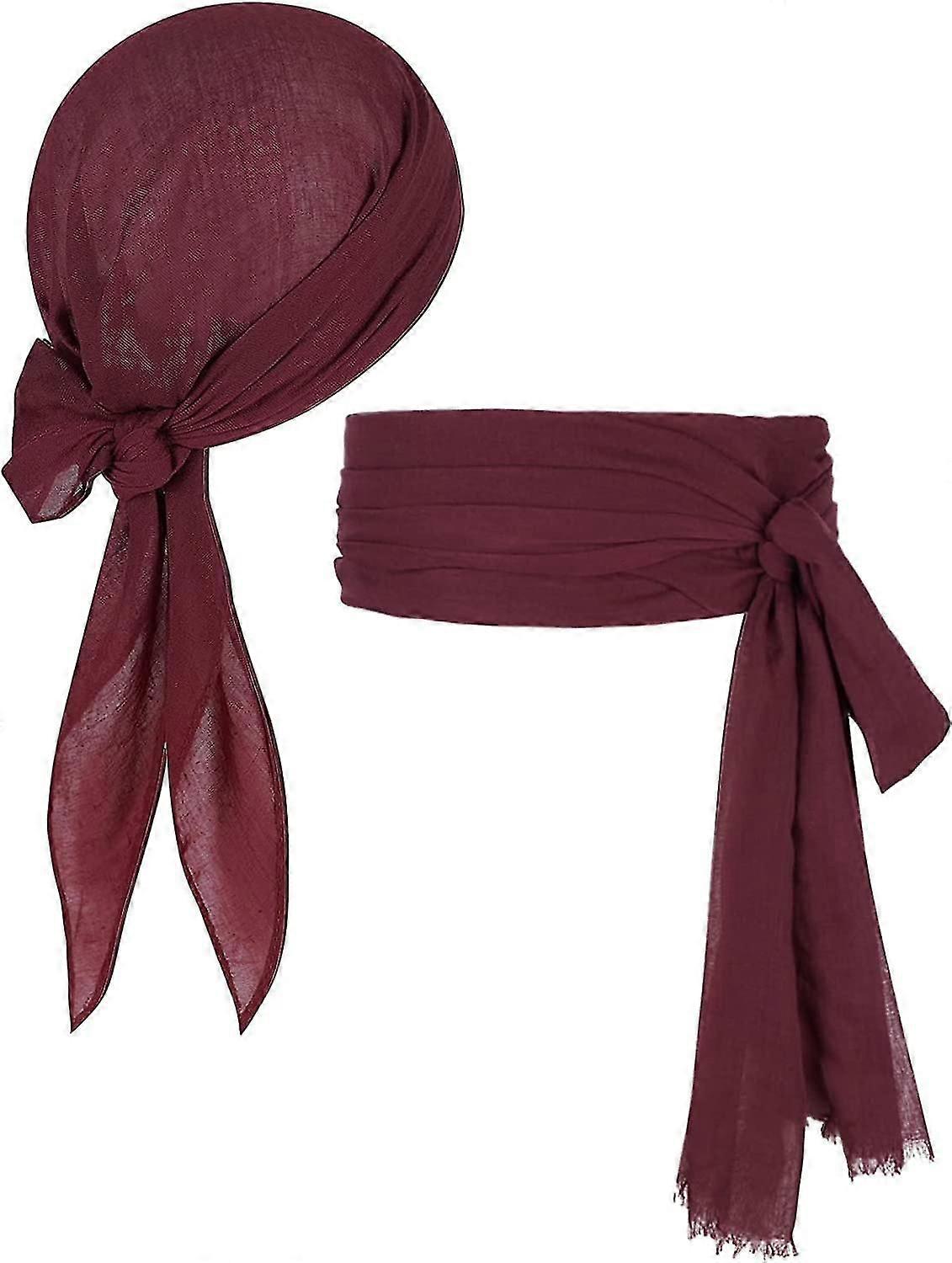 Halloween Pirate Costume Men Women Pirate Bandana Hat Waist Belt