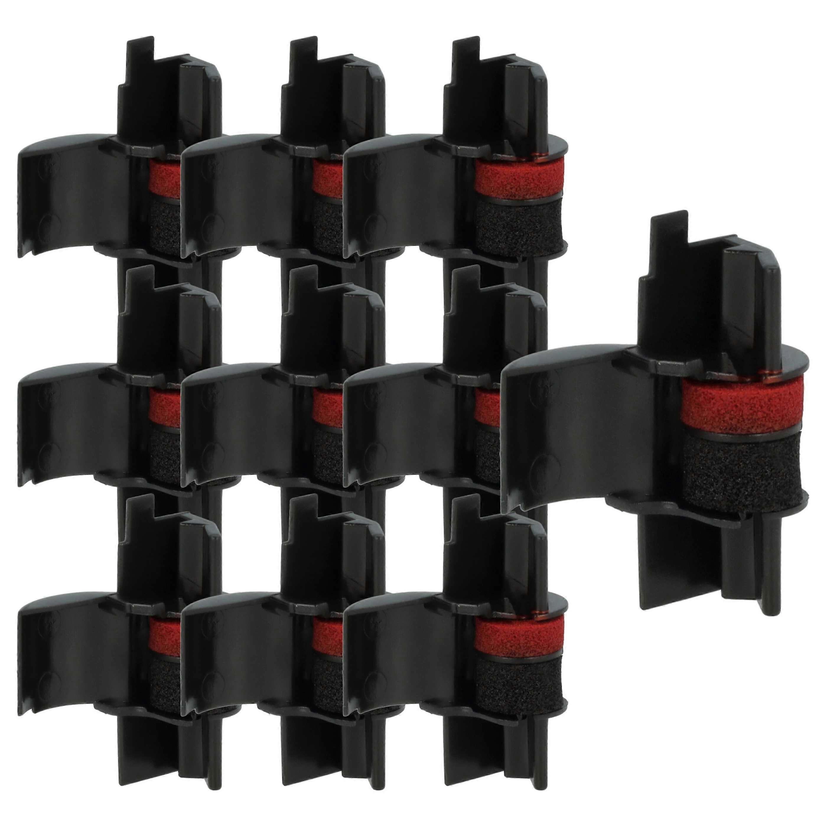 vhbw 10x Rolo de Pintura, Rolo de Tinta Preto compatível com Sharp EL 7600 PD, 5312 PD, 912 PD Calculadora, Caixa Registradora