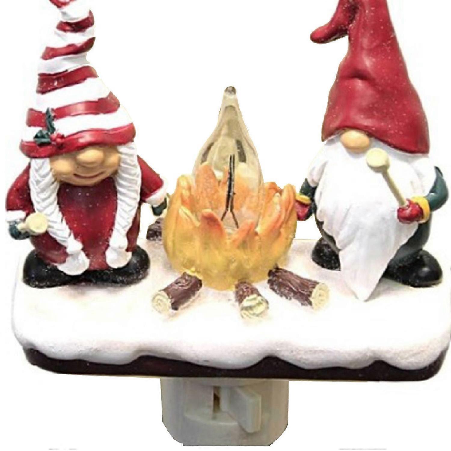 Xmas Night Light Flickering Campfire Effect Resin Plug In Night Lamp Holiday Decoration C