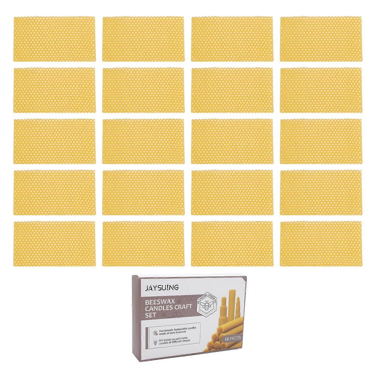 20Pcs Beeswax Candle Sheets Soft Cuttable DIY Candle Making Beeswax Sheets Foundation for Beehive Fr