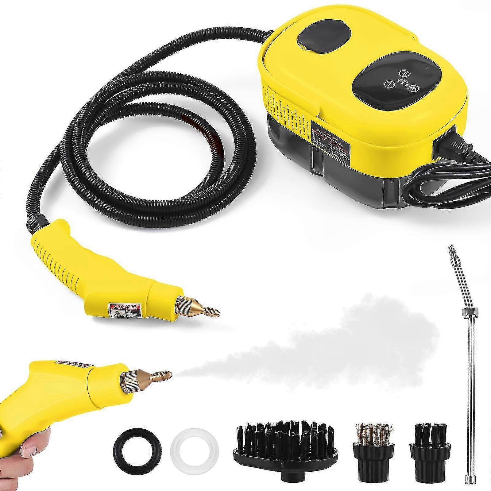 2500W Portable Handheld Steam Cleaner - 1100ml, 3 Bar, High Pressure & Temp, with 3 Brush Heads