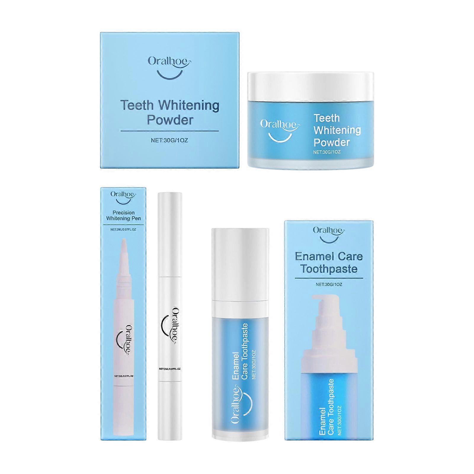 Enamel Care Hydroxyapatite Toothpaste Teeth Whitening Powder Teeth Whitening Pen Set, Tooth Whitening Series for Enamel Protection Sensitive Teeth