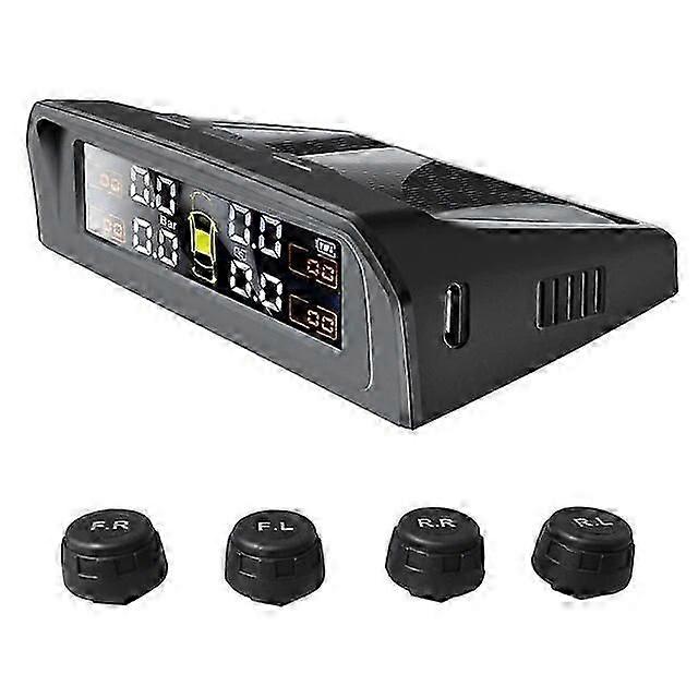 Motor Vehicle Sensors TPMS Car Tire Pressure Alarm Monitor System Real-time Display Attached to glass wireless Solar power with 4 sensors