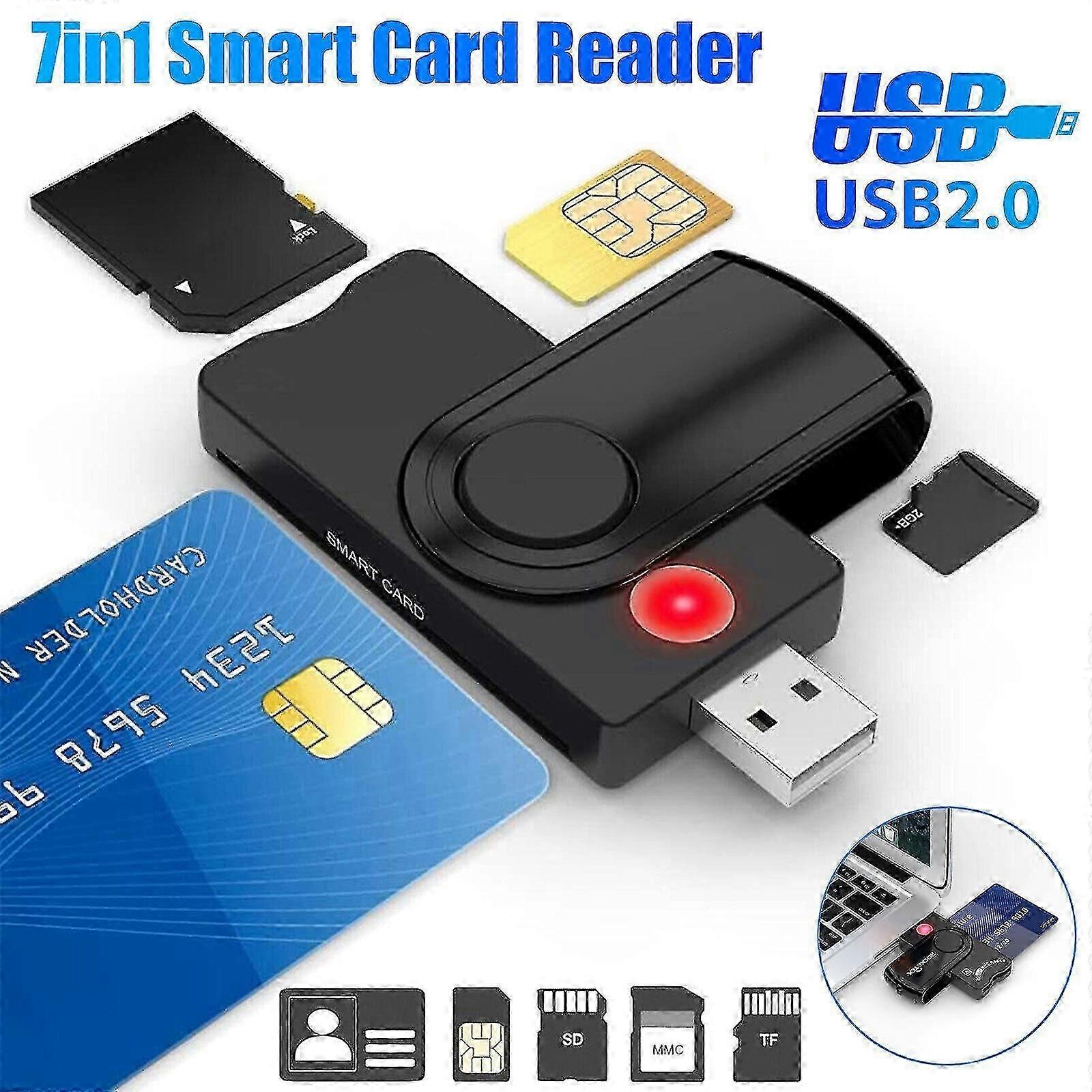 7-in-1 USB 3.0 Smart Card Reader Micro TF SD SIM ID Memory Adapter for PC Laptop
