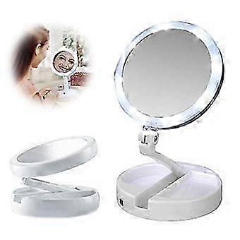 Makeup Mirror with Light, Double-sided 1X/10X Magnifying Mirror, Rechargeable LED Mirror Adjustable 1pcs
