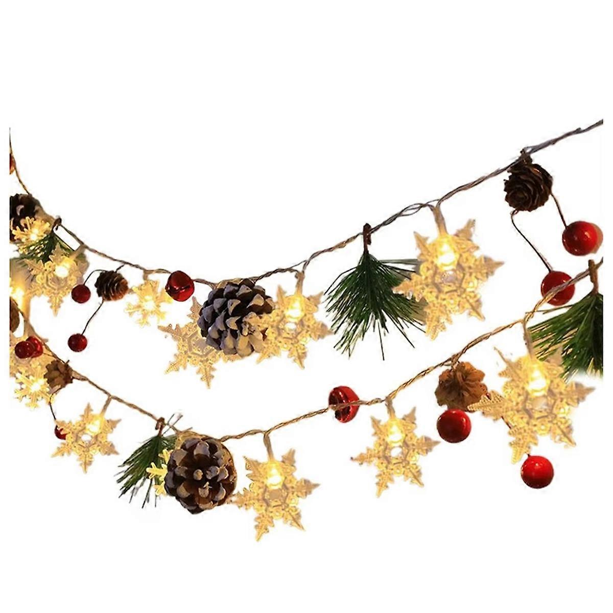 20 Leds Snowflake String Fairy Lights Battery Powered Decoration A