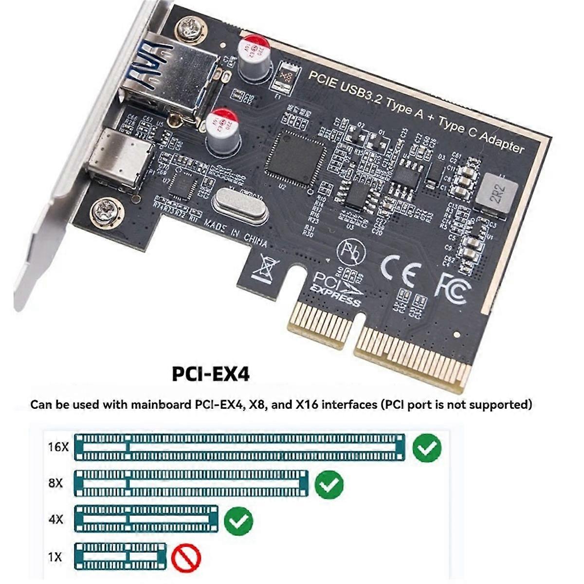 PCIe Naar Type C Uitbreidingskaart – 10 Gbps | Dubbele USB-C Poorten | ASM1142 Chip | Plug & Play | Voor Desktop Pc | XP/7/10/11