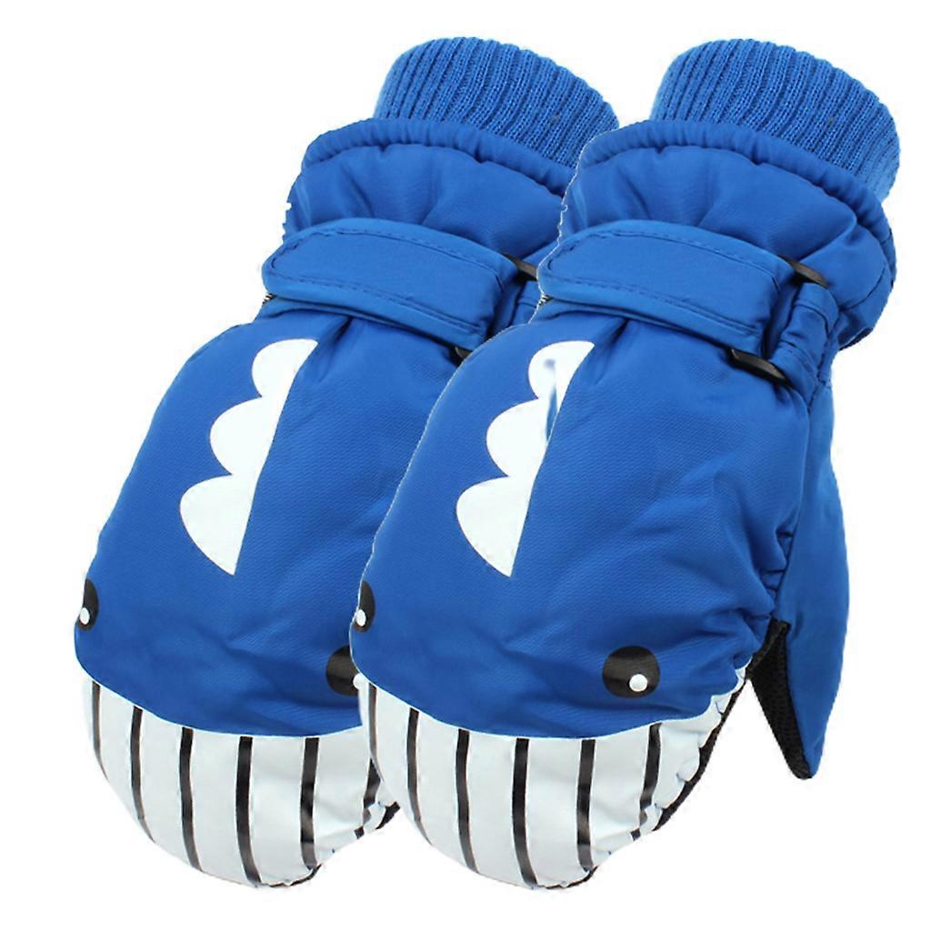 Elastic Full Finger Gloves Non Slip Ski Gloves Fleece Lining Gloves with Wrist Leashes Winter Warm Gloves for Riding  Blue