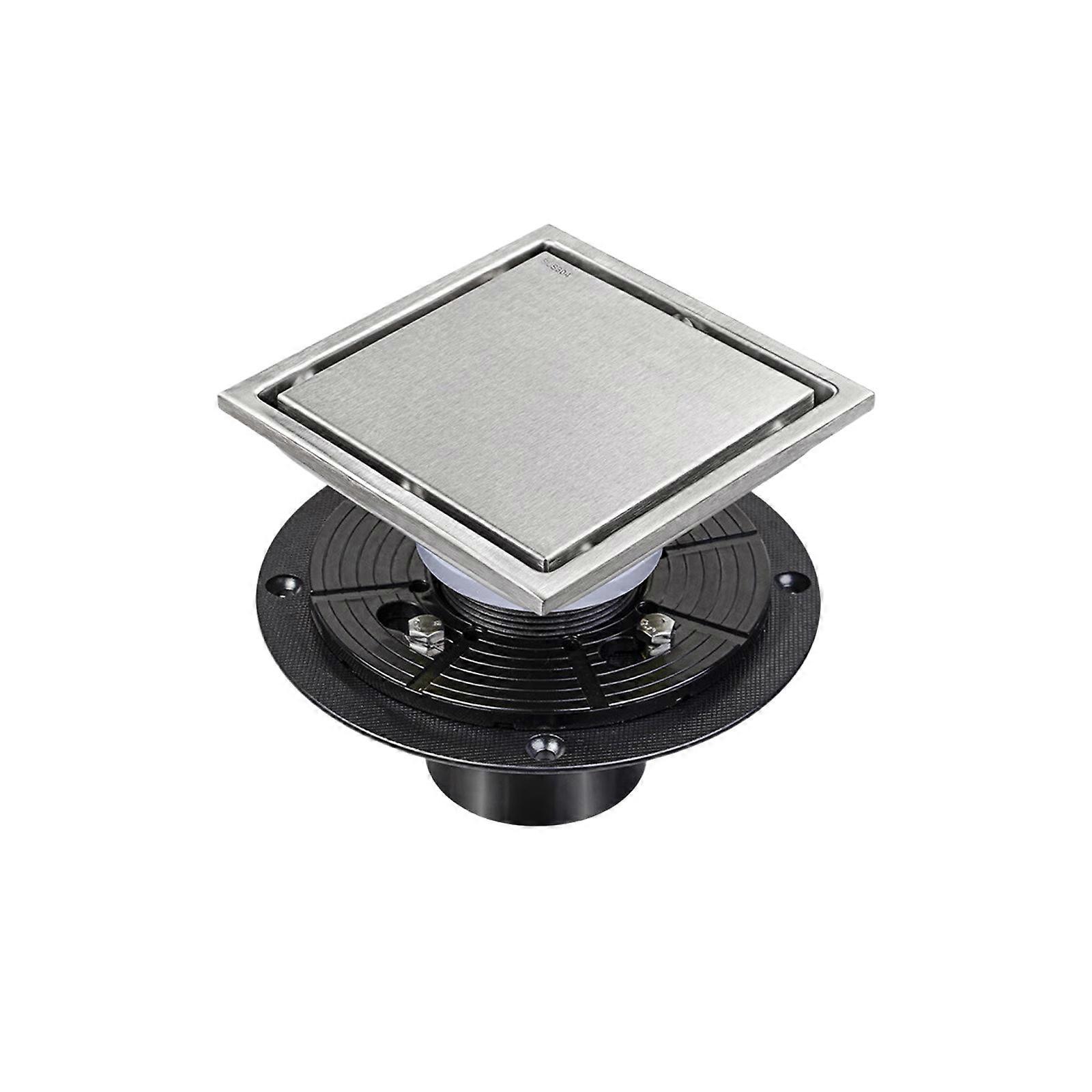 Upgrades 4inch Ralo Quadrado Do Banheiro Fácil Manutenção Designings Moderno Quadrado Ralo Do Piso Ralo À Prova de Odor para Banheiro 4 polegadas Prata