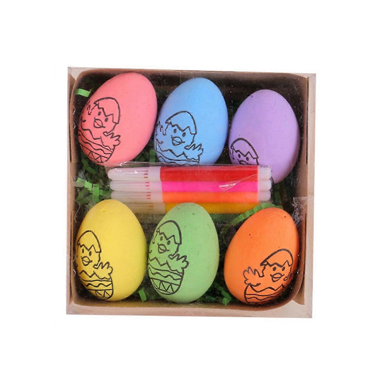6Pcs Easter DIY Hand-Painted Eggs 2024 Children's Handmade Gift -B