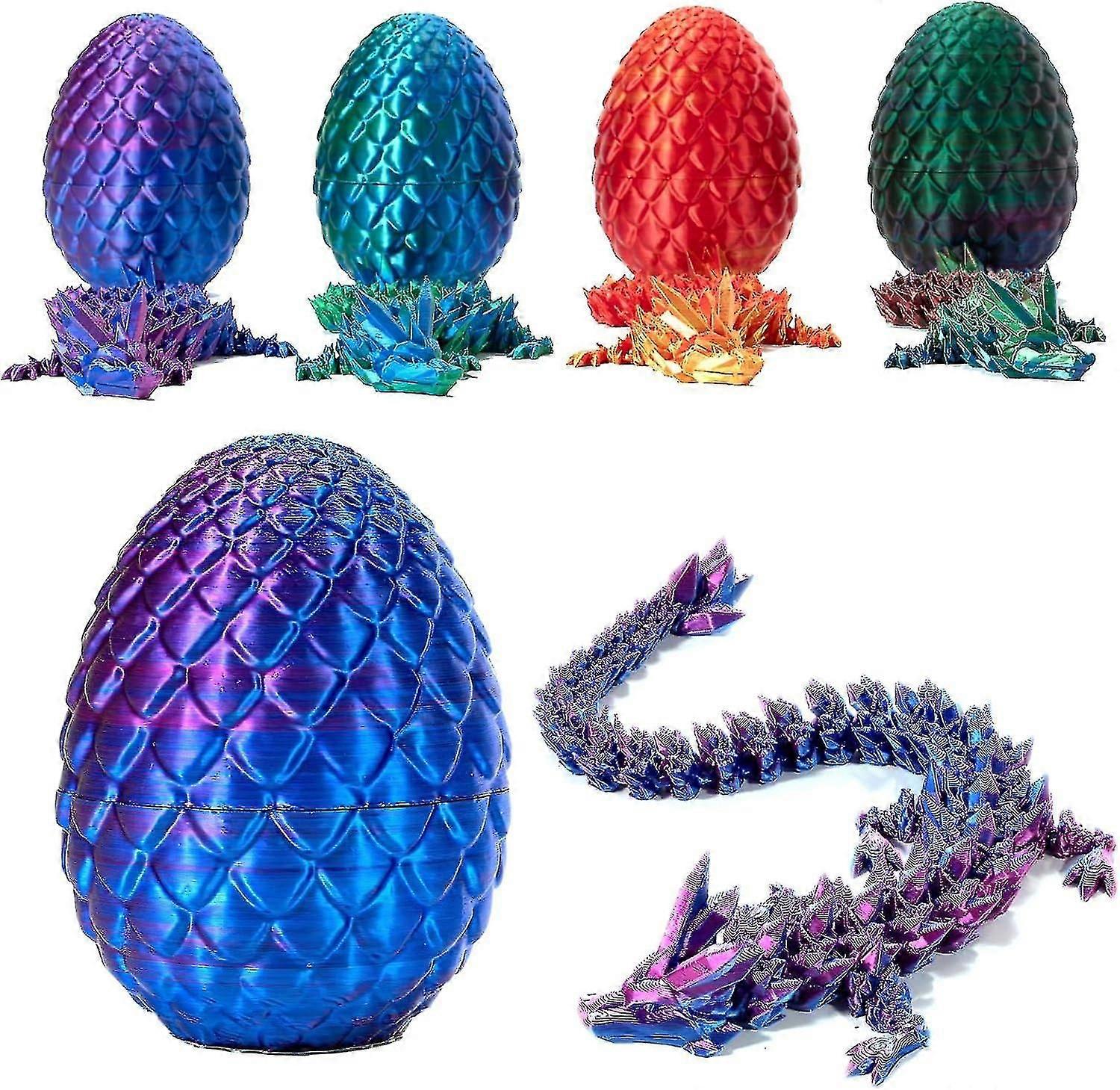 3d Printed Dragon In Egg, Full Articulated Dragon Crystal Dragon With Dragon Egg, Home Office Decor Executive Desk Toys,