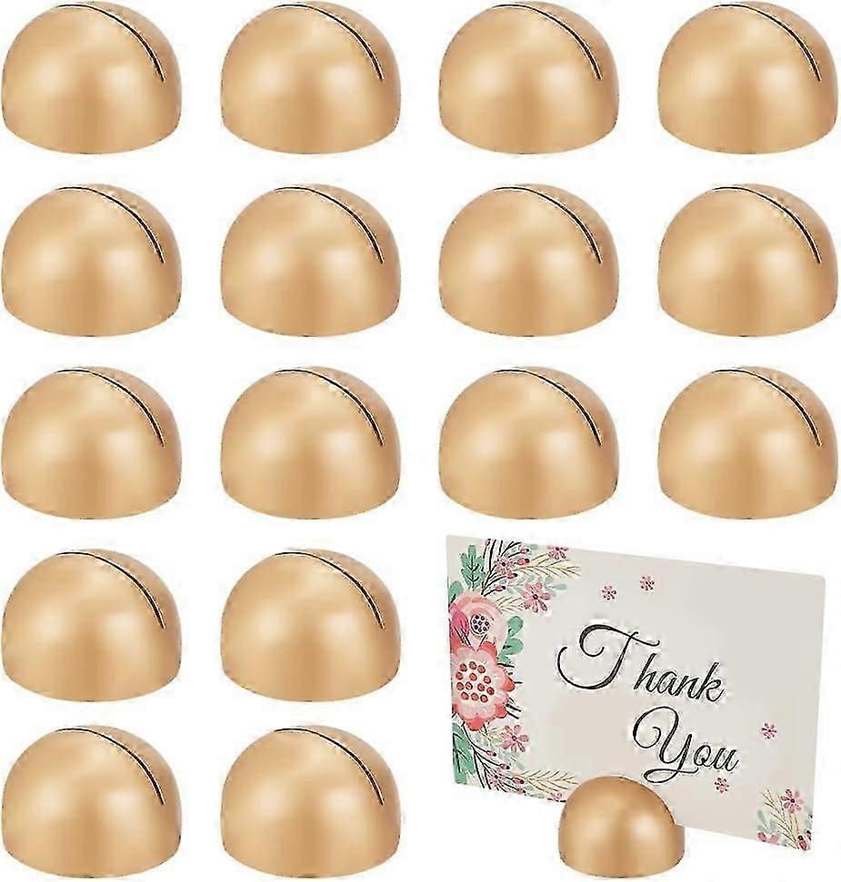 20Pcs Round Table Number Stands Golden Wood Memo Photo Stand 1.5mm Slot Name Card Holders 1.9x1.2 inch Place Card Holders Table Number Holders for Wed