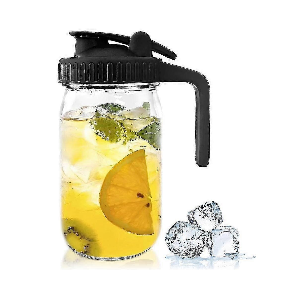 32oz Mason Jar with Pour Spout Lid - Glass Pitcher for Juice, Milk, Coffee