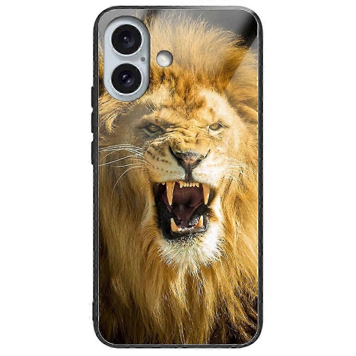 For iPhone 16 Case Pattern Printing Tempered Glass TPU Shockproof Phone Cover