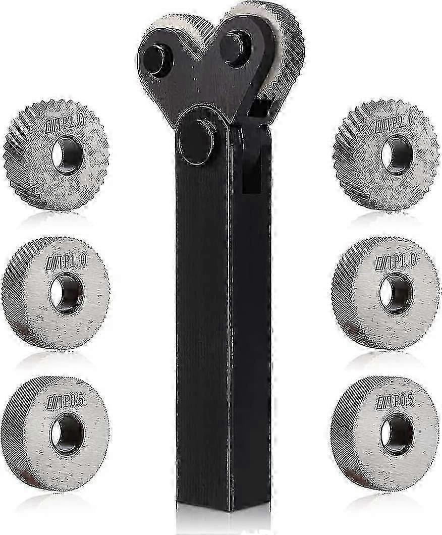 Knurling Tool Replaceable Steel Knurl Set With 0.5/1/2mm Diagonal Linear Knurl Wheel Anti-rust Knurling Tool Black Hardware Tools Knurling 7pcs