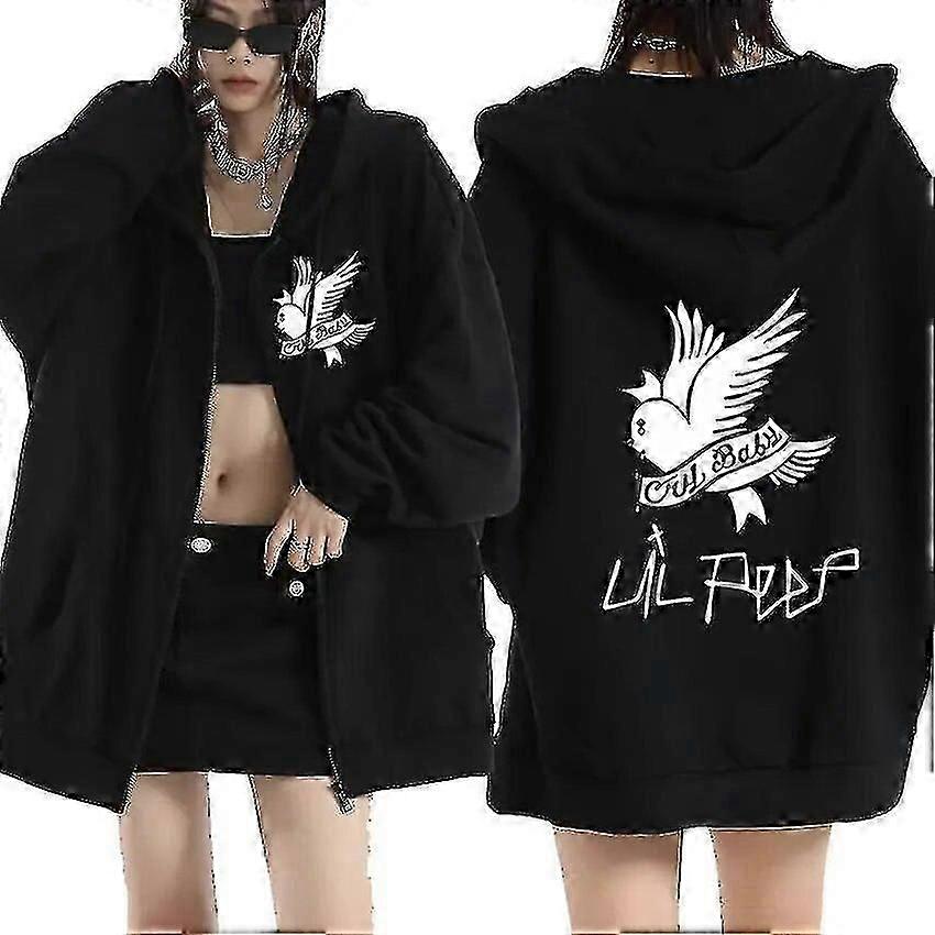 래퍼 릴 핍 풀오버 지퍼 까마귀 남성 힙합 패션 지퍼 스웨트 셔츠 남여 양털 코트 대형 후드 스트리트 웨어