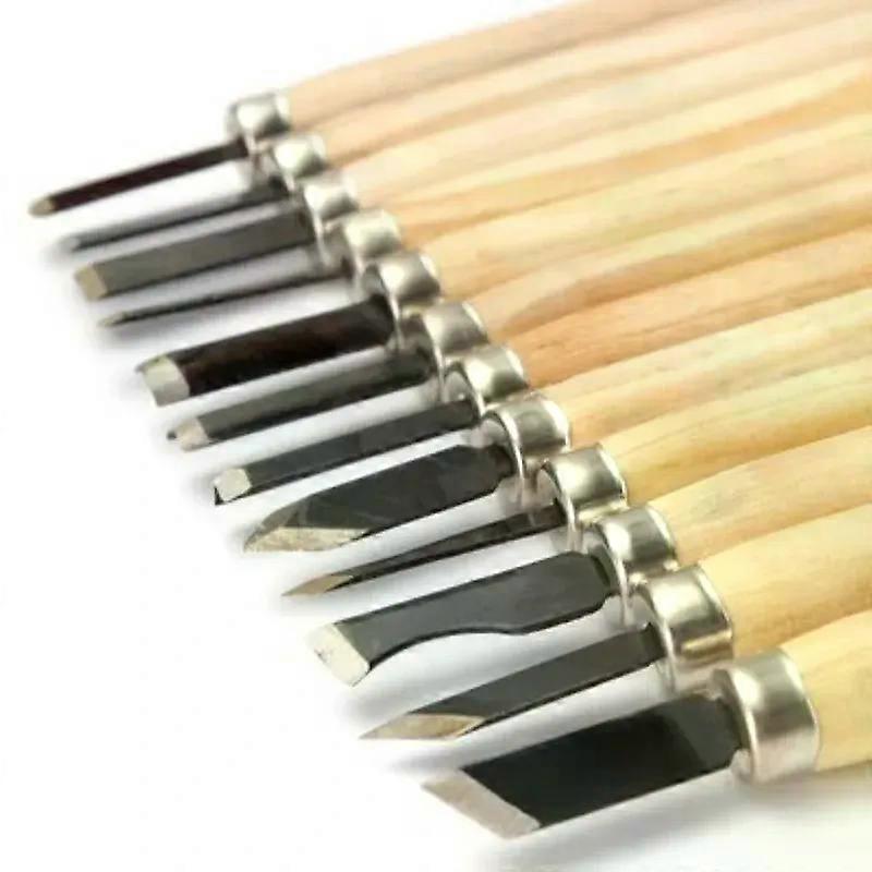 12pcs Professional Wood Carving Chisel Knife Hand Tool Set For Basic Detailed Carving Woodworkers Gouges
