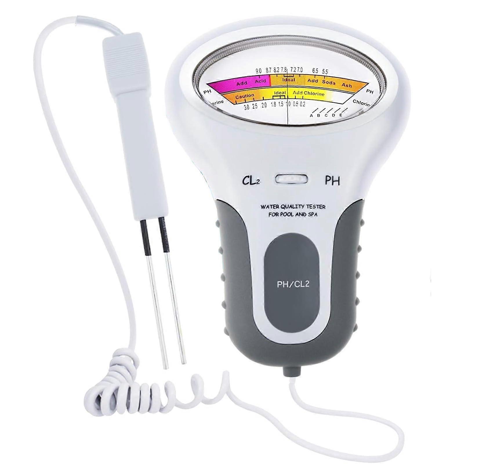 Digital Pool Water Tester, 2 in 1 Chlorine PH Tester, Handheld Monitor with Probe