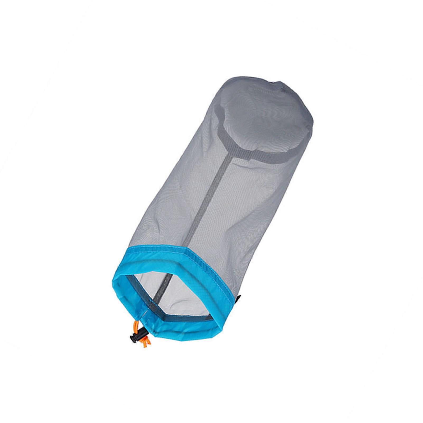 Ultralight Mesh Drawstring Sack Outdoor Travel Hiking Camping Stuff Storage Bag(Blue S) Mesh Sack