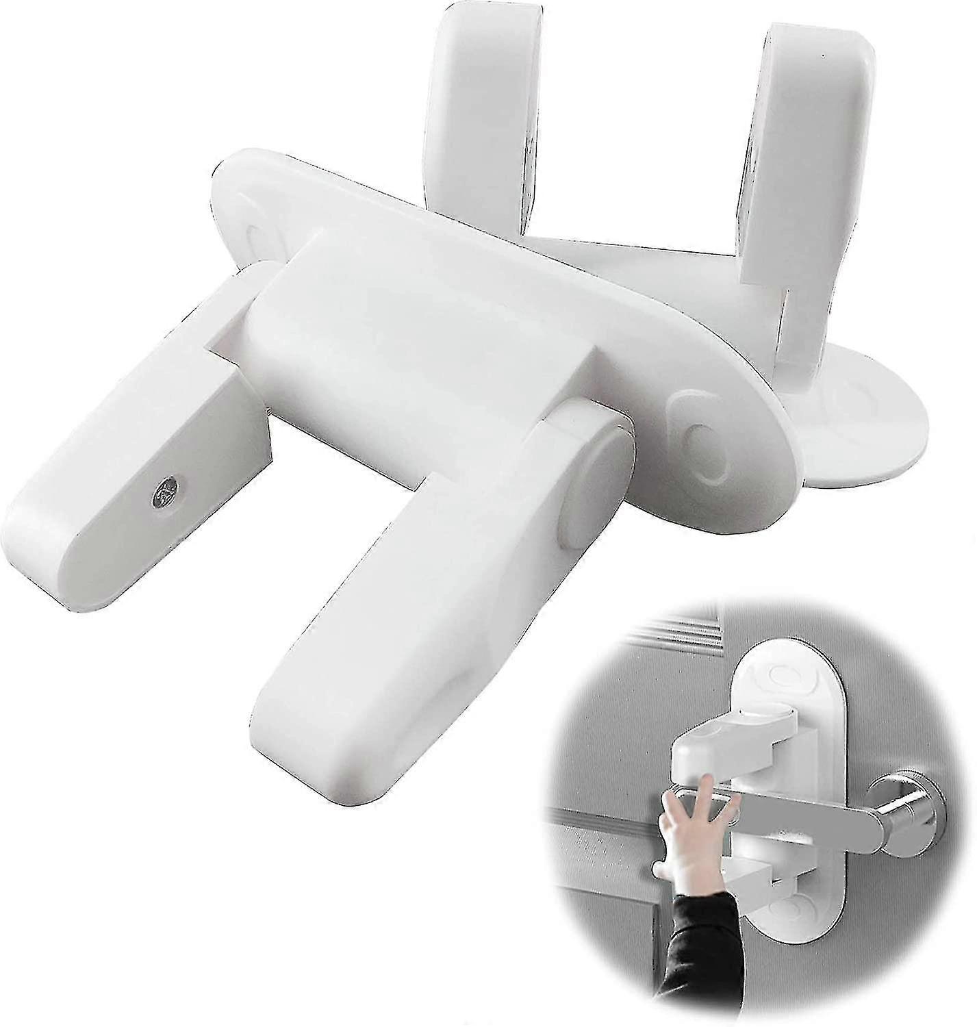 2-Piece Baby Door Lever Safety Lock with Anti-Block Function Tool-Free Installation Required for Child Protection