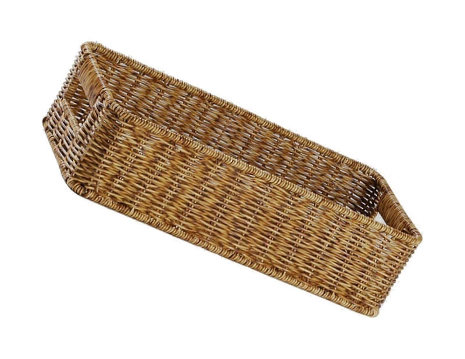 Storage Baskets Woven Rattan Storage Basket for Pantry Drawer Flatware Sundries Organizing Magazine and Dressing Table Large
