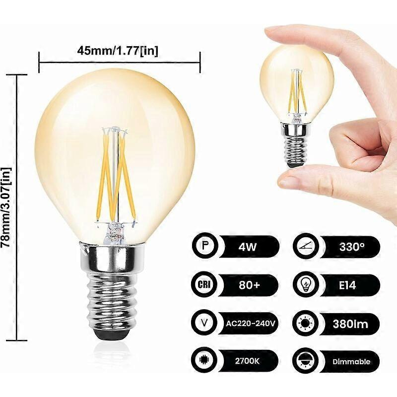 Amber Glow 220V 380lm E14 Dimmable Candelabre 6PCS LED Bulb E14 ...