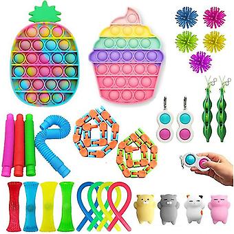 29 Pieces Simple Dimple Pop It Fidget Toys Pack Push Pop Bubble Sensory Toys Silicone Pressure Relieving Toys Squeeze Toys For Kids Adults