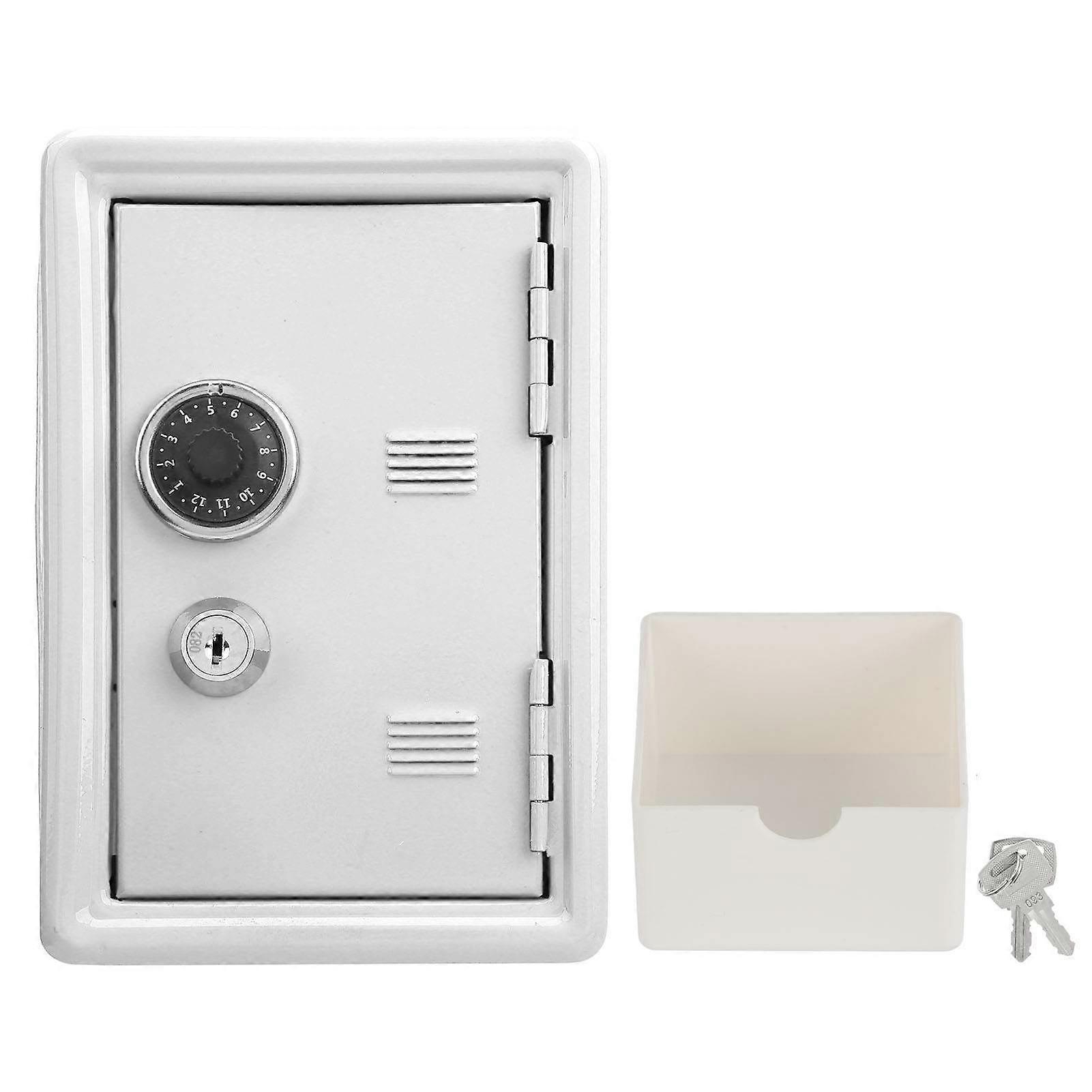 Kids Metal Miniature Safe Box Key Money Storage Simulation Safe Box Innovation Supplies White