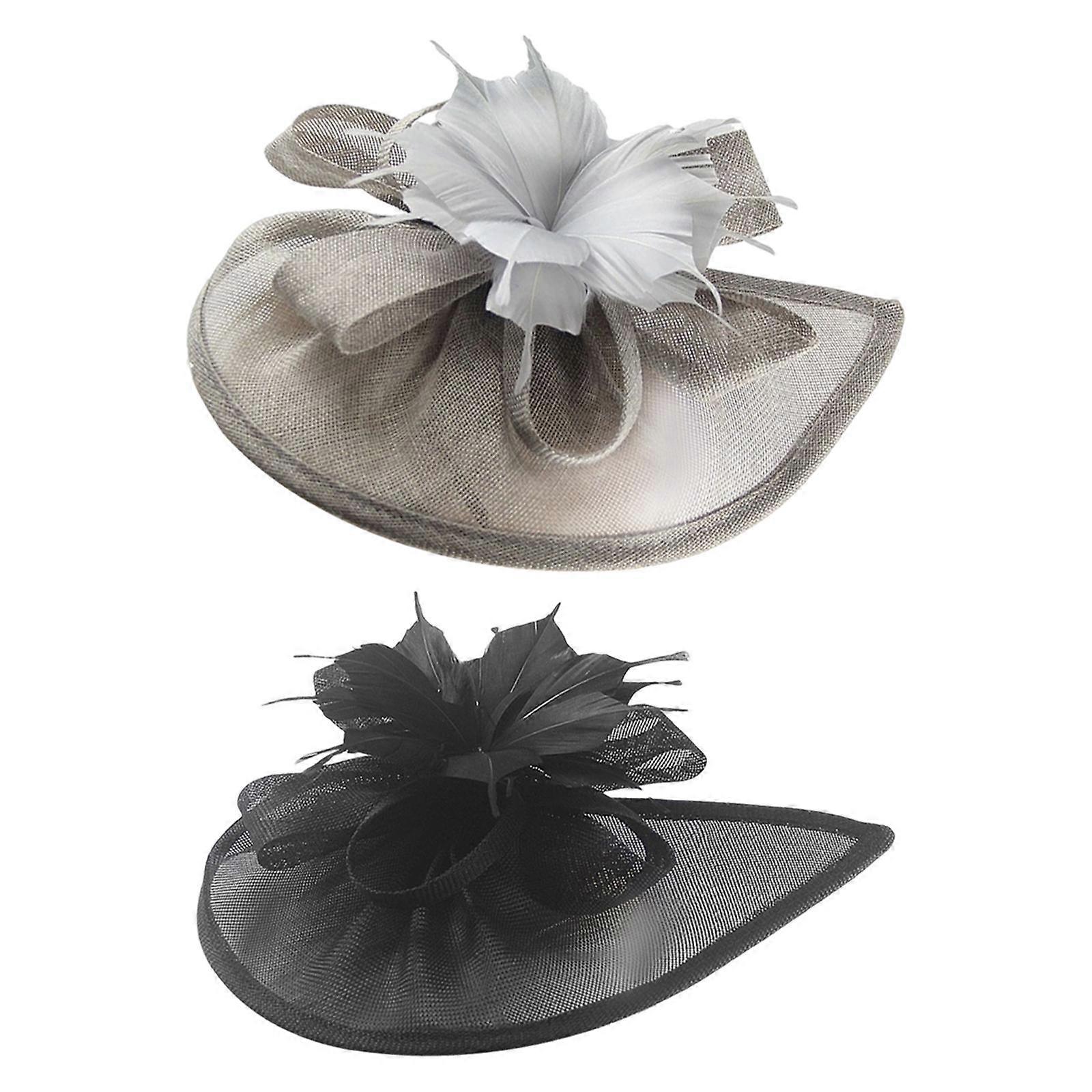 2 Fascinator Hattu Höyhen Hiukset Asusteet Vintage Style Cocktail Tea Party