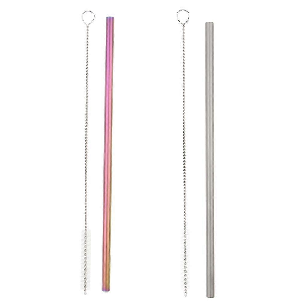 2 Pieces Titanium Super Strong Lightweight Drinking Straws + Cleaning Brush