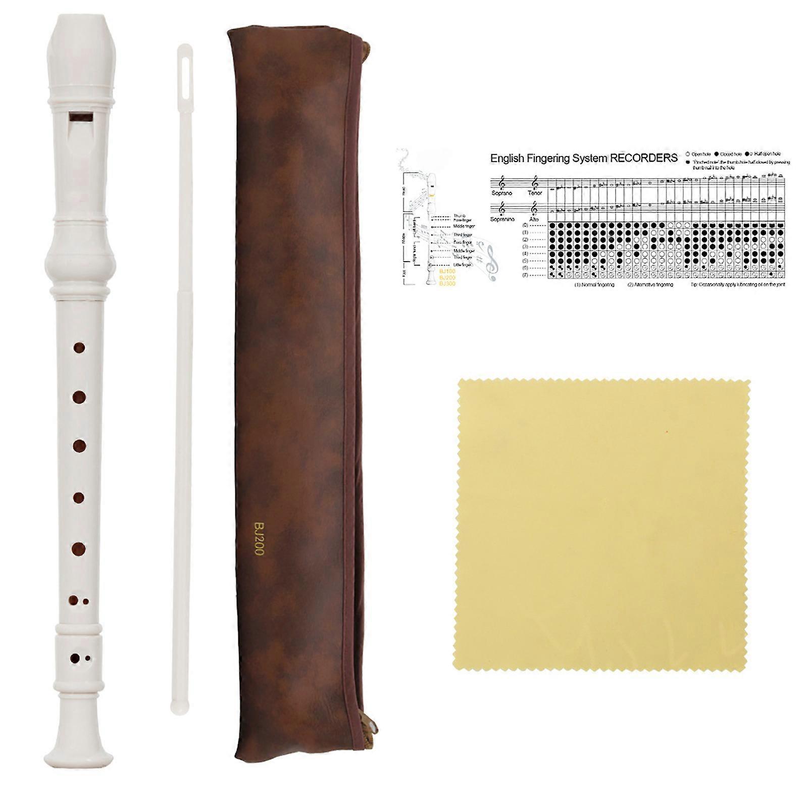 Soprano Recorder Removable Baroque Clarinet 8 Hole ABS Clarinet With Fingering Chart Instructions B Key Vertical Flute White