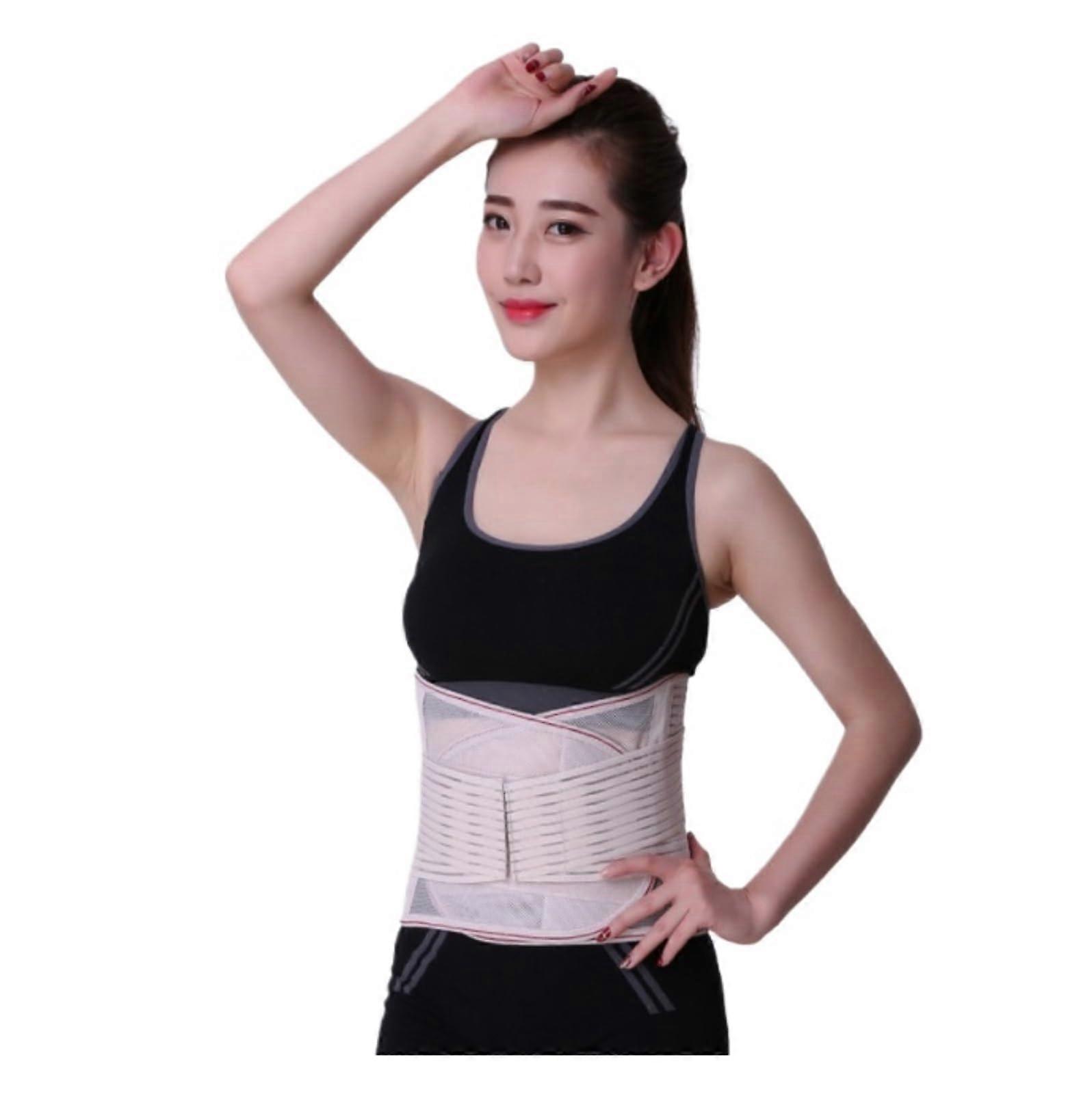 Lumbar support, breathable lower back support with adjustable waist decompression belt, back support belt in pink.