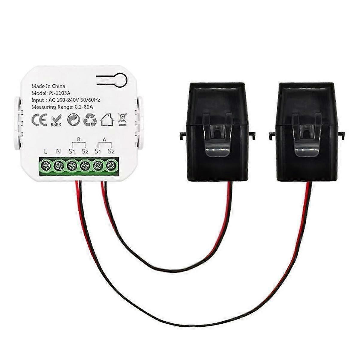 Tuya Smart Energy Meter Power Production Consumption Bidirectional Power Monitor 0.2-80A Support AP