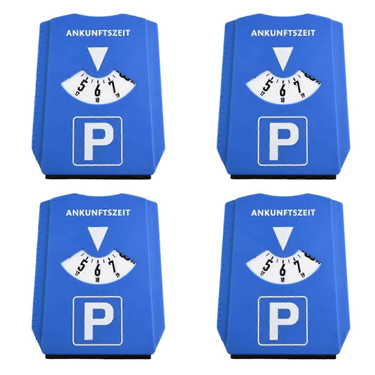 4pcs Car Parking Disc Timer Clock Arrival Time Display Blue Plastic Parking Time Tools Parking Disc