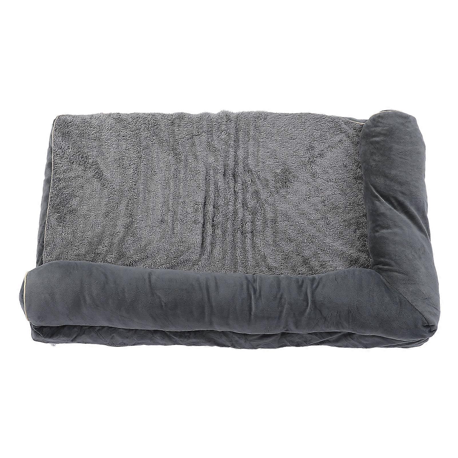 Pet Sofa Bed Dark Grey Soft Plush Sponge Comfortable Washable