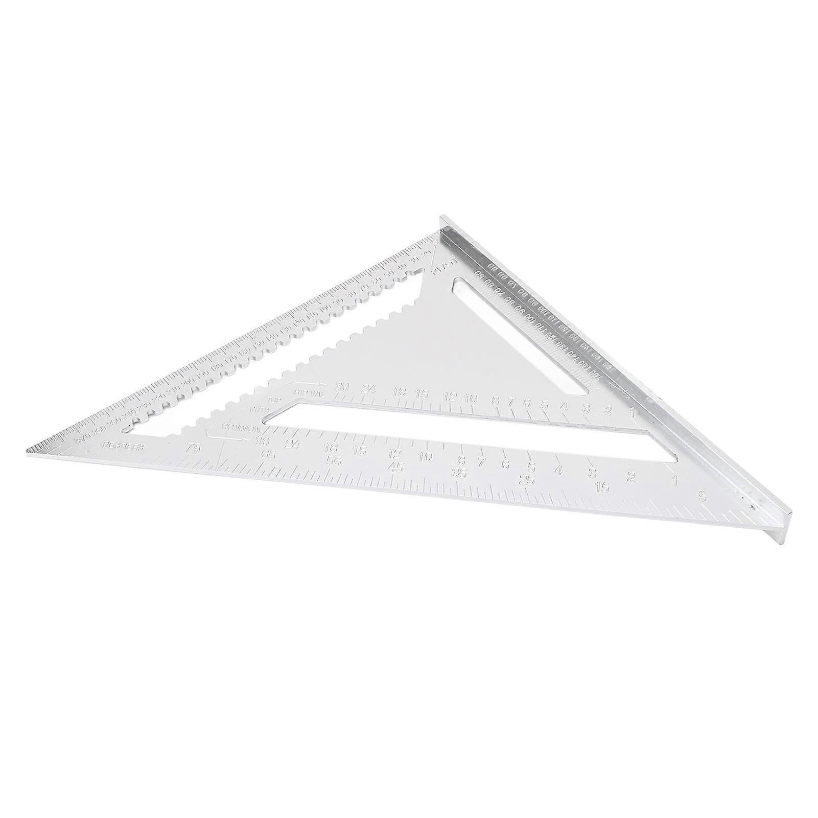 Aluminum Alloy Triangle Ruler Metric Imperial Clear Scale High Accuracy Easy To Read for Engineer Carpenter Silver White