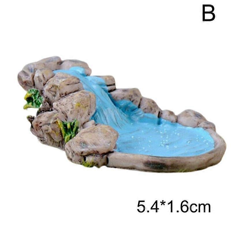 Mountain stream (B)$Micro landscape retro antique resin scene decoration West Lake lighthouse water well pond small bridge water grass