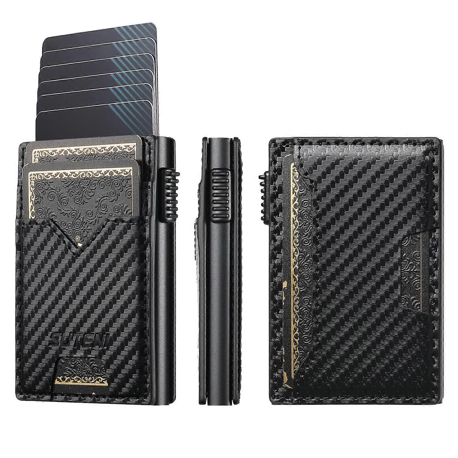 The Suteni carbon fiber pattern double-sided card insertion button automatically ejects the card box