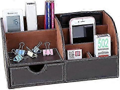 2025 New Office Desk Organizer with 7 Storage Compartments PU Leather Suitable for Desk Items