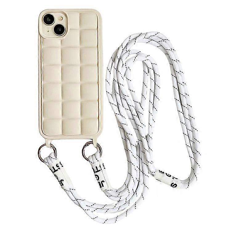 Compatible For iPhone 13 / 14 Case with Lanyard Soft TPU Phone Cover Non-Slip Grid Texture