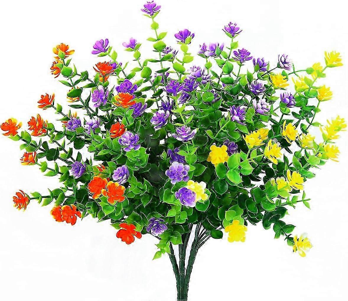Artificial Flowers Faux Outdoor UV Resistant Plants Imitation Plastic Greenery Shrubs for Indoor and Outdoor Use
