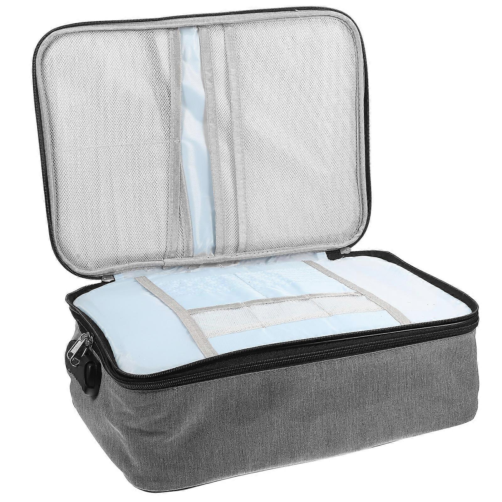 Fireproof Document Organizer Box with Lock, Durable Certificate Storage Container, Foldable Multi Layer Design for Home, Office, and Travel, Stylish