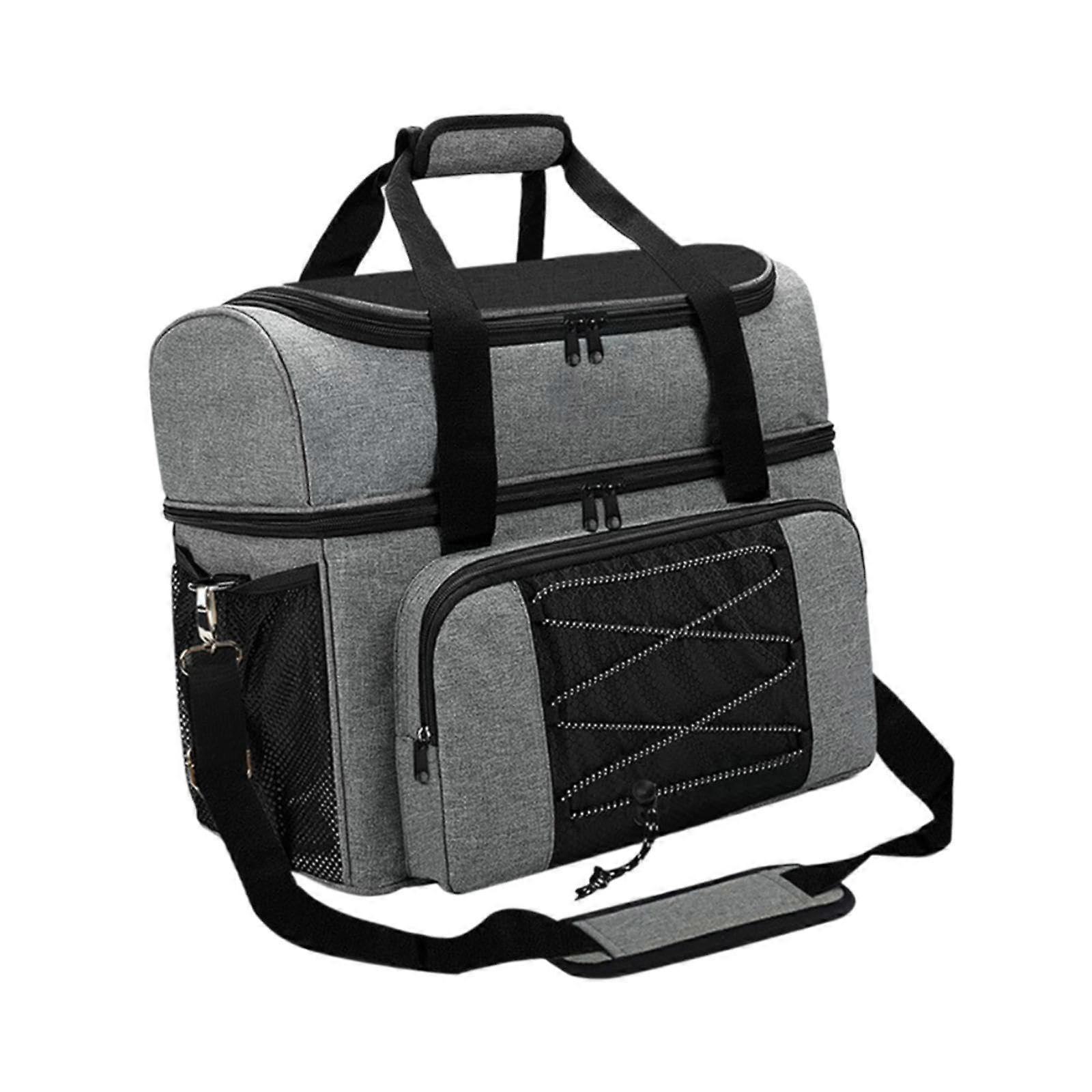 Bowling Ball Bag with Shoe Compartment for Men and Women, Sturdy Bowling Bag with Double Ball, Bowling Bag for Training Gym Grey