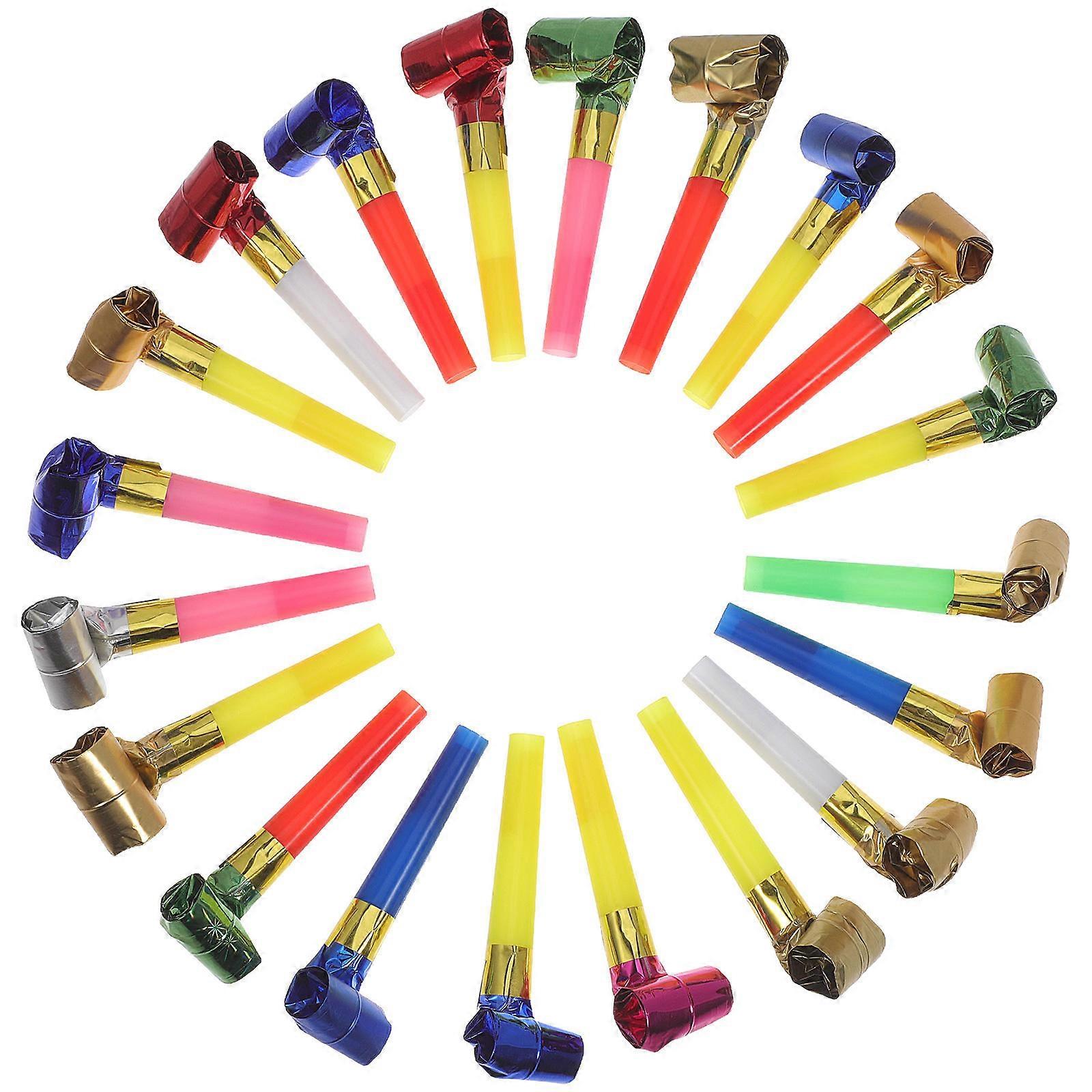 20pcs Party Whistles with Long Nose Dragon Design for Birthday Celebrations – Fun Blowouts for Boys – Assorted Colors